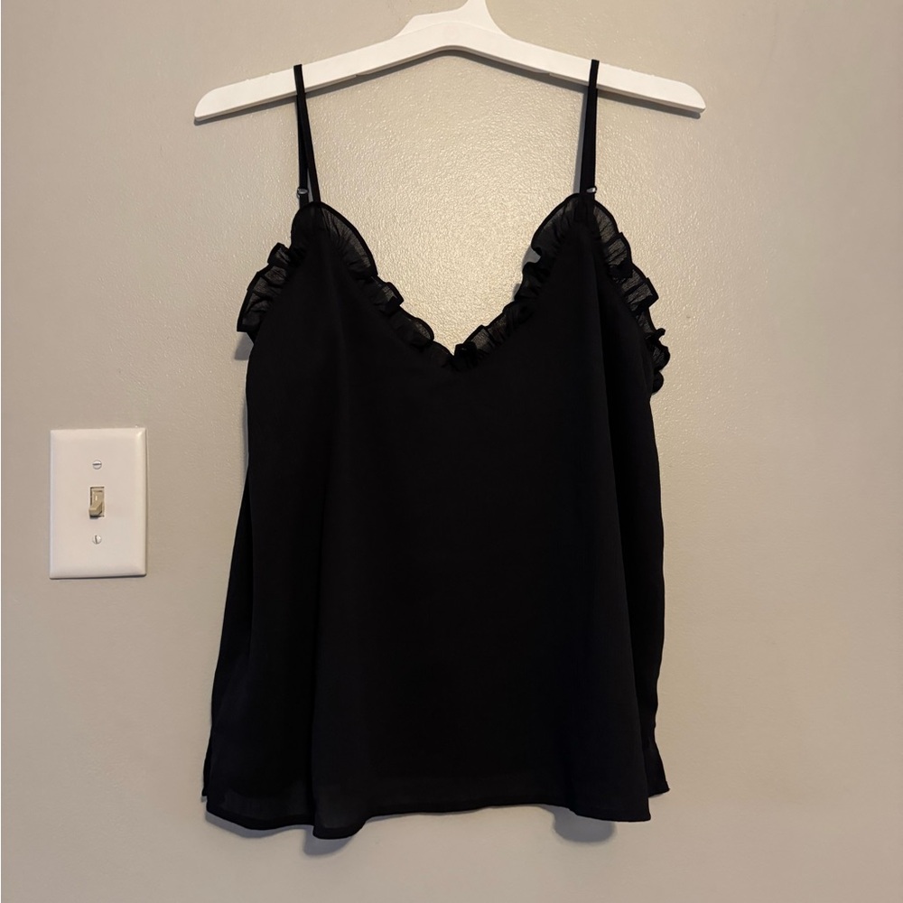 NWOT VICI Black Ruffle Trim Cami Top